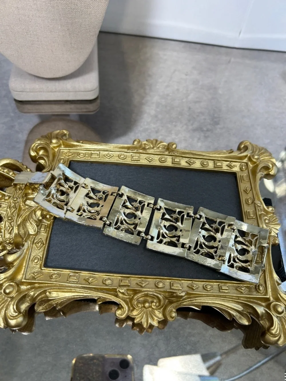 Vintage Gold-Tone Filigree Panel Bracelet - Women Accessories